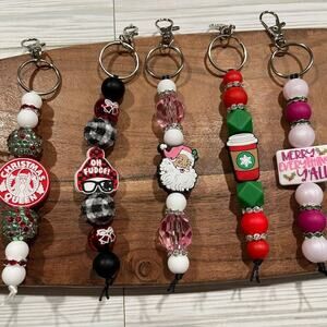 Holiday Beaded Charm Keychain Set - Custom Christmas Purse Accessories Gift